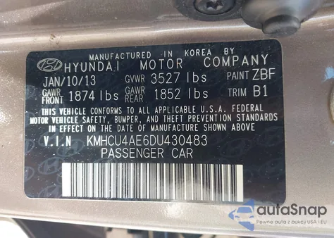 2013 Hyundai Accent Gls из США, поврежденный, VIN KMHCU4AE6DU430483